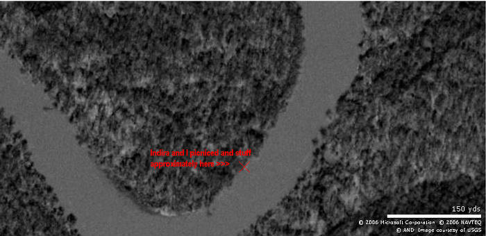 Where I landed and picniced with Indira