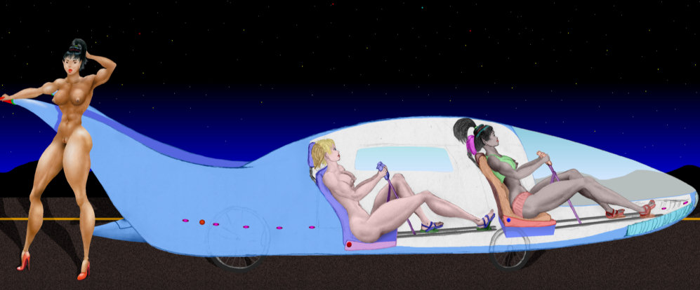 Velomobile-for-2 - Lanying, Taqh woman friend, and Hongying 